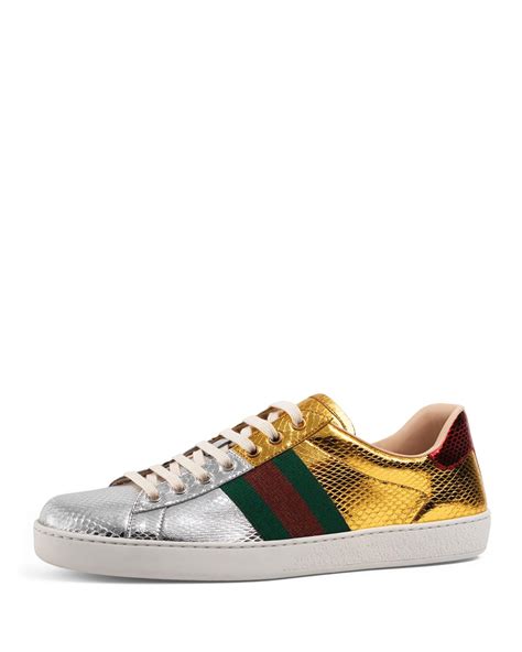 new gucci ace sneakers|gucci ace metallic snakeskin sneakers.